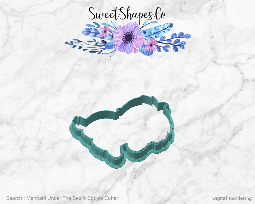 Mermaid Under The Sea 9 Cookie Cutter — angled front view