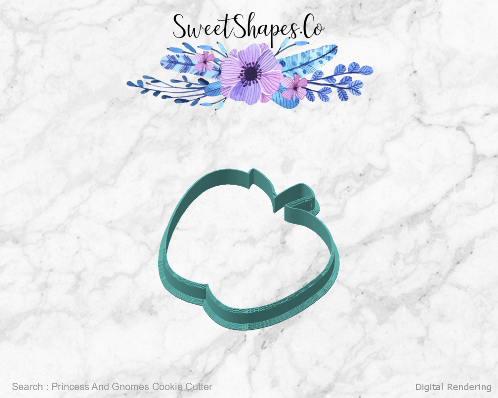 Princess And Gnomes Cookie Cutter — angled front view