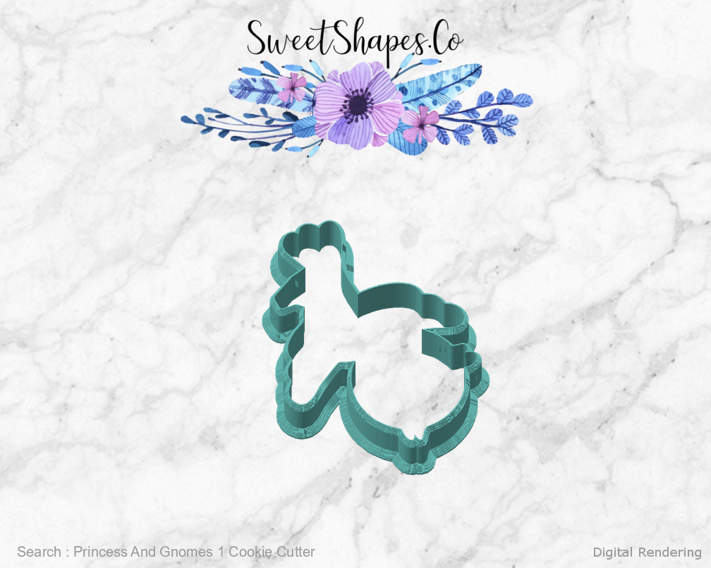 Princess And Gnomes 1 Cookie Cutter — angled front view