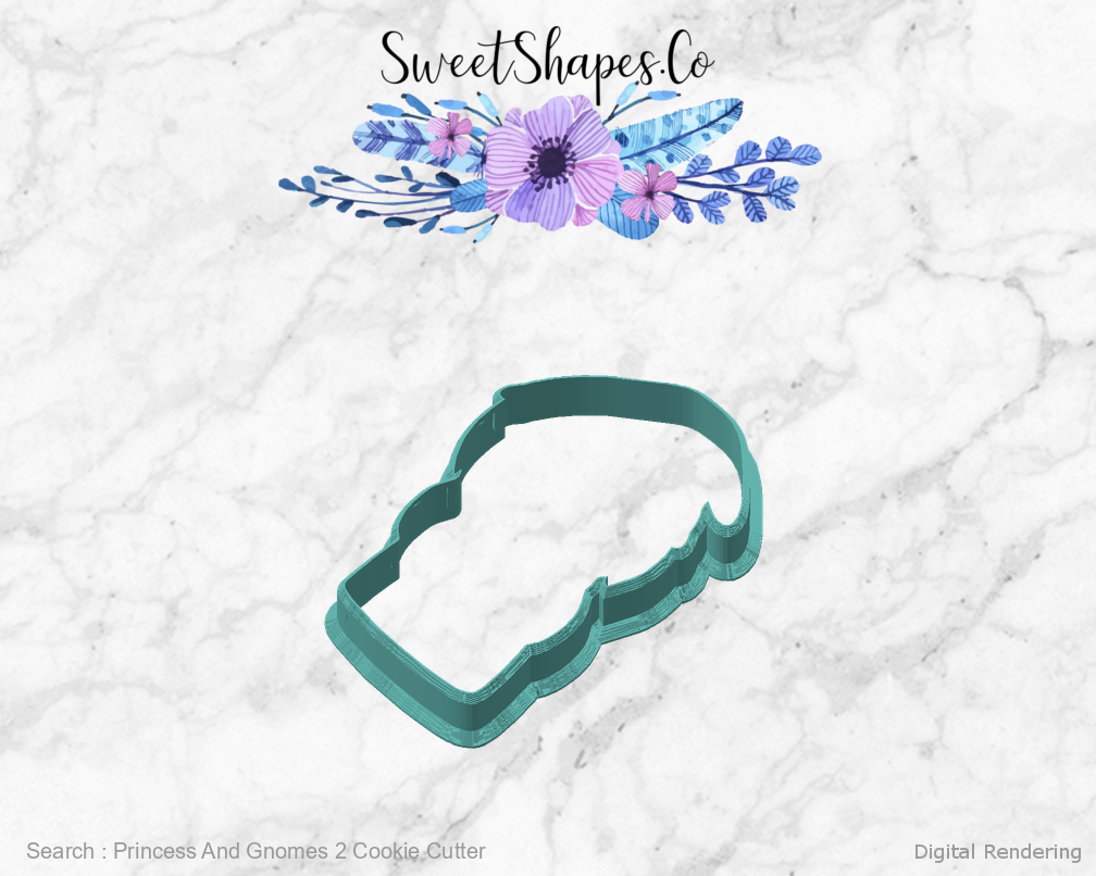 Princess And Gnomes 2 Cookie Cutter — angled front view