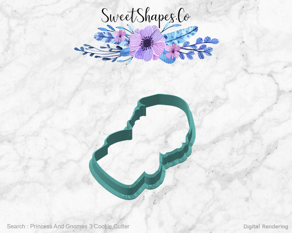Princess And Gnomes 3 Cookie Cutter — angled front view