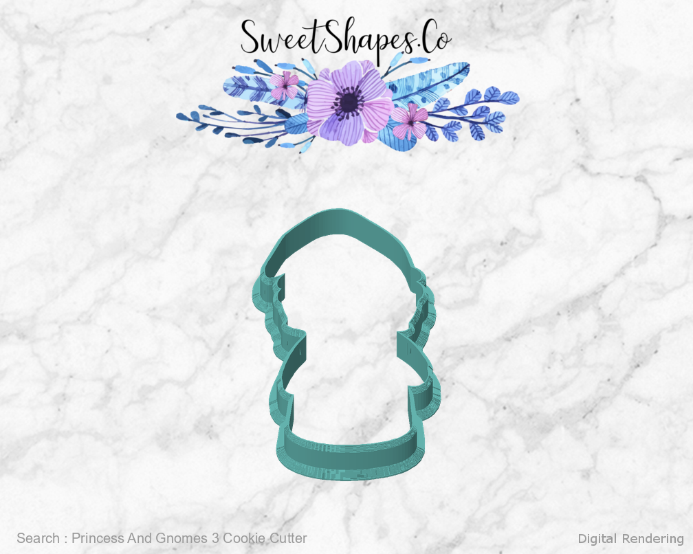 Princess And Gnomes 3 Cookie Cutter — front view