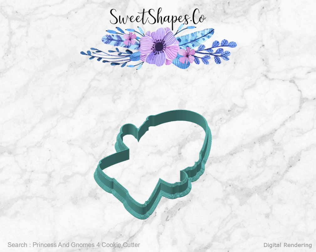 Princess And Gnomes 4 Cookie Cutter — angled front view