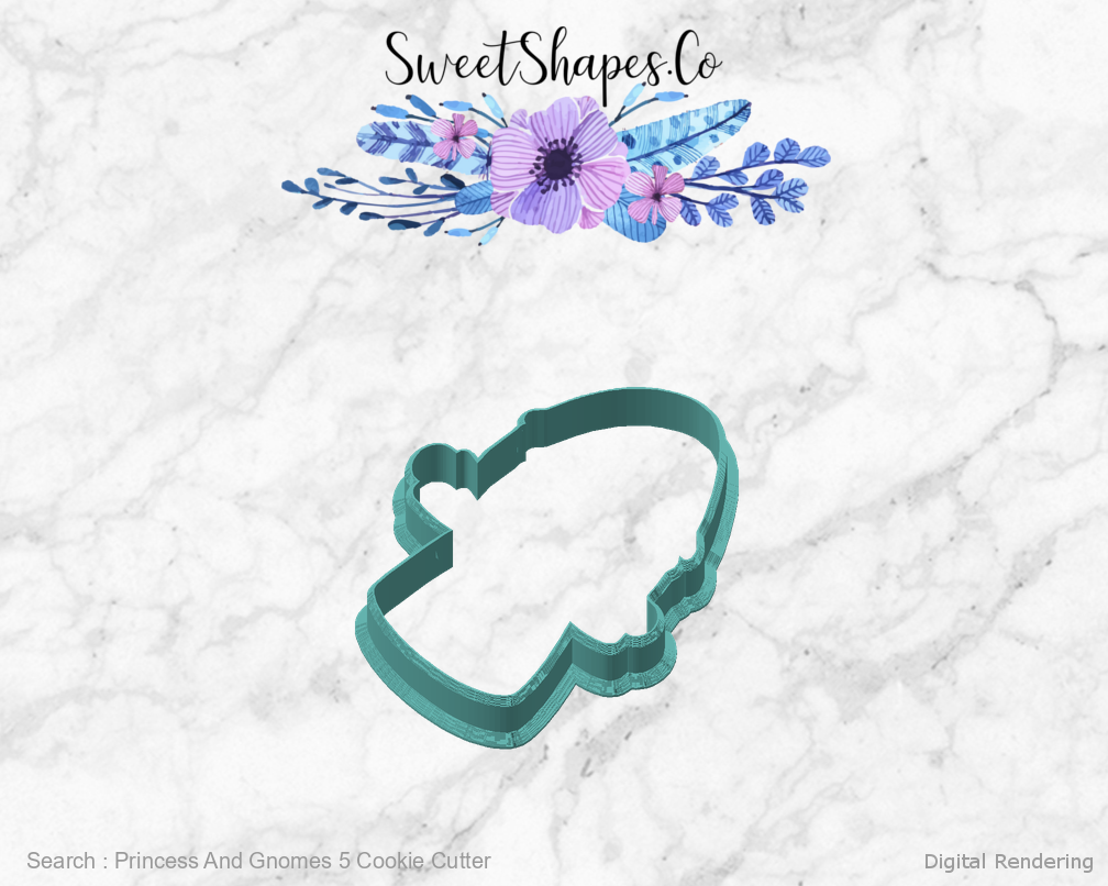 Princess And Gnomes 5 Cookie Cutter — angled front view