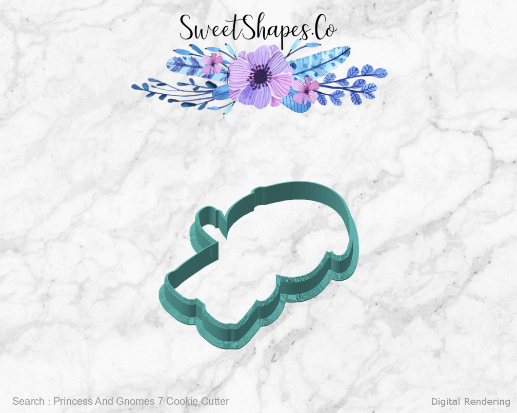 Princess And Gnomes 7 Cookie Cutter — angled front view