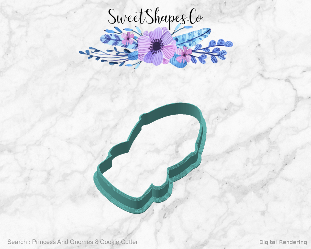 Princess And Gnomes 8 Cookie Cutter — angled front view