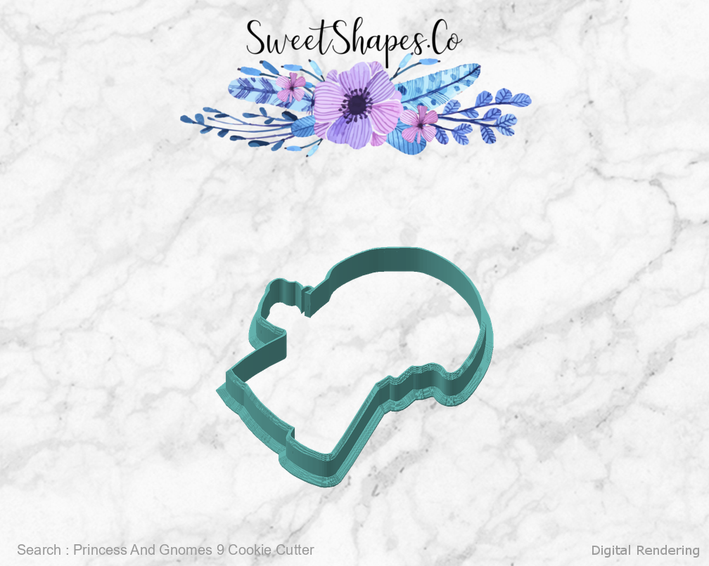 Princess And Gnomes 9 Cookie Cutter — angled front view