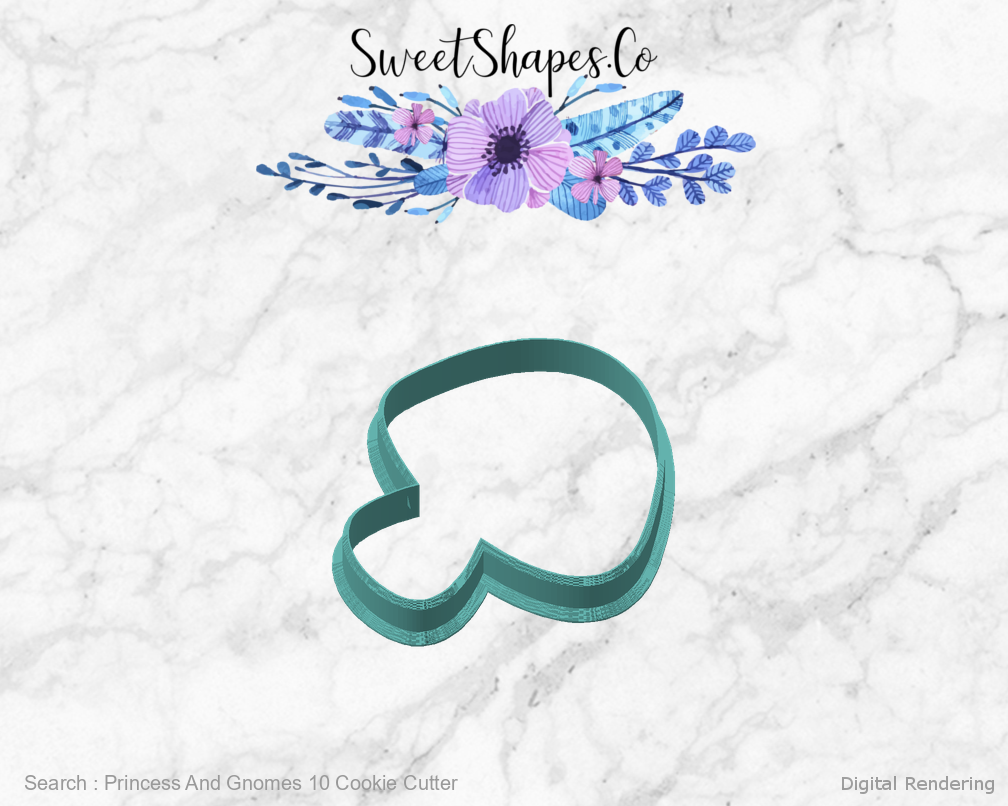 Princess And Gnomes 10 Cookie Cutter — angled front view