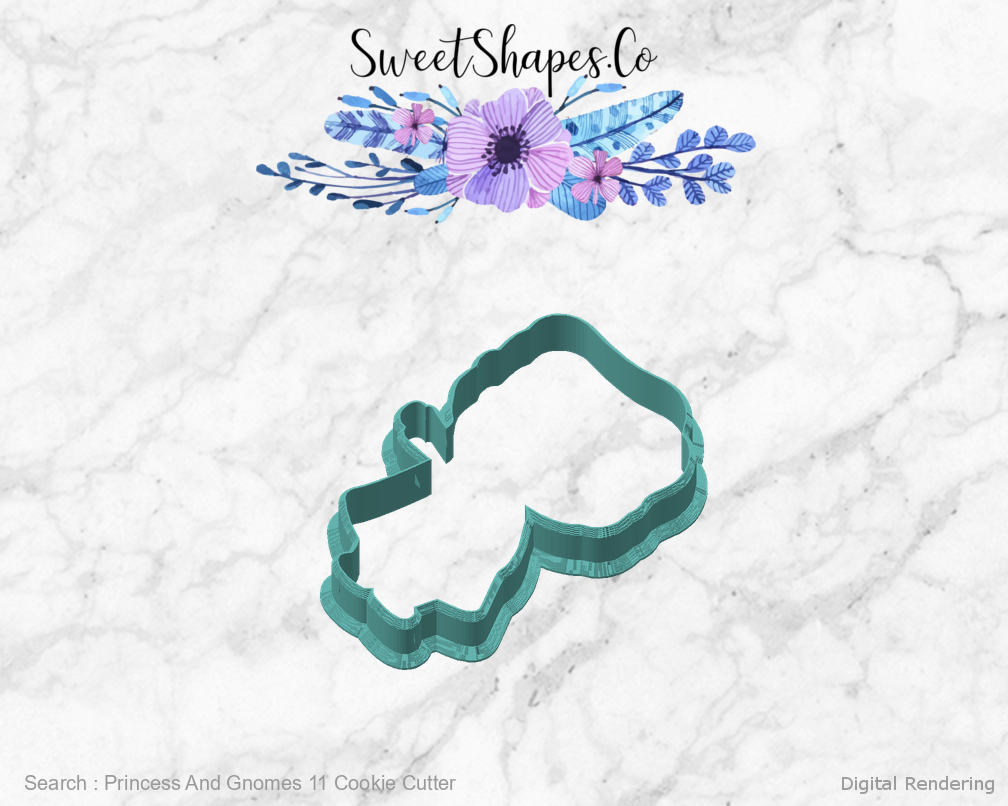 Princess And Gnomes 11 Cookie Cutter — angled front view