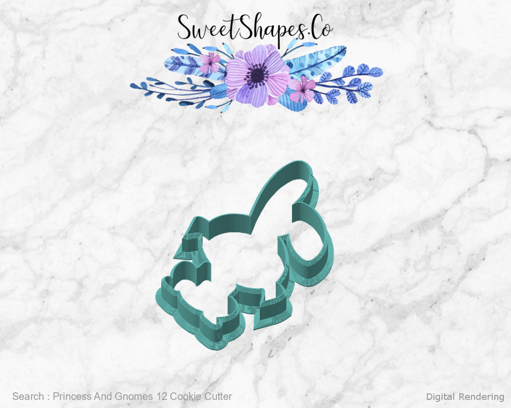 Princess And Gnomes 12 Cookie Cutter — angled front view