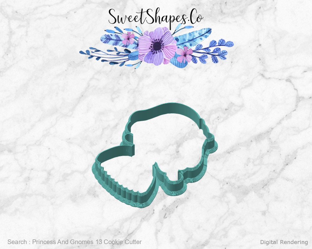 Princess And Gnomes 13 Cookie Cutter — angled front view