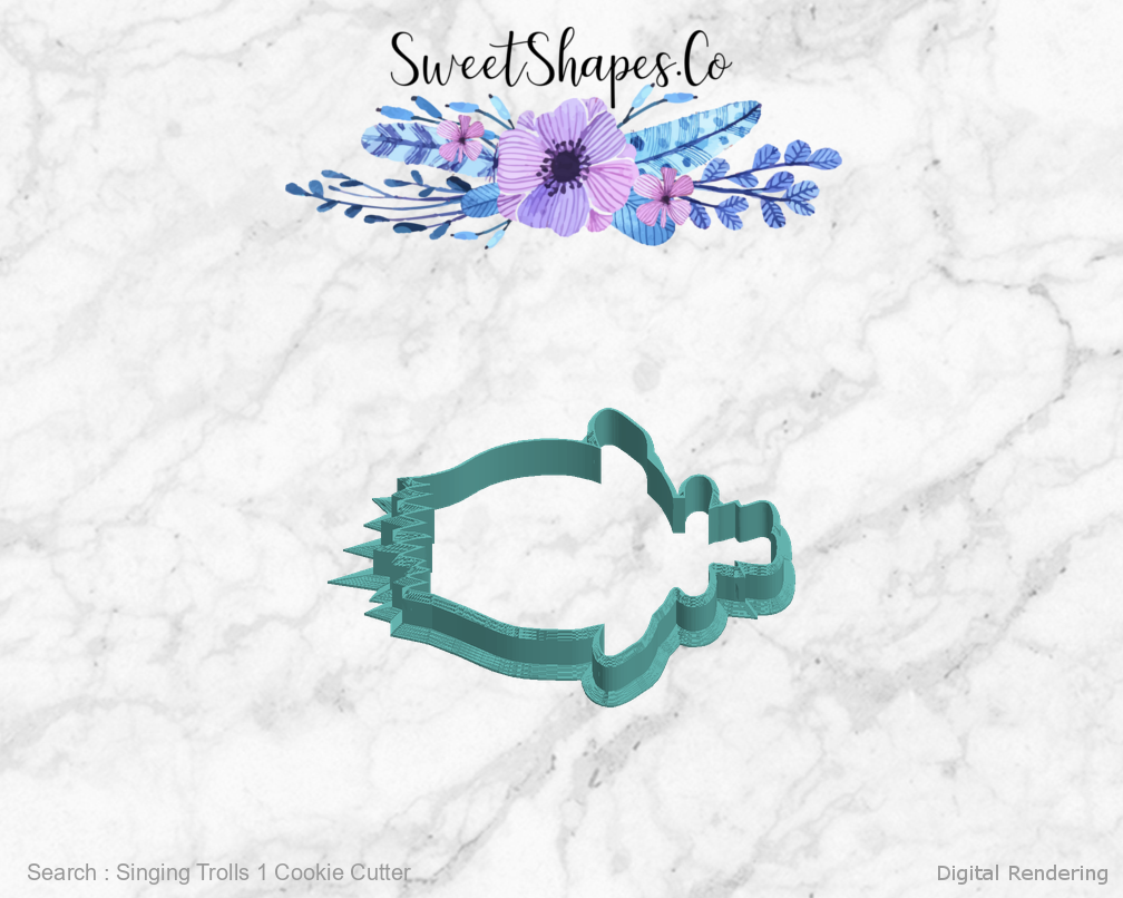 Singing Trolls 1 Cookie Cutter — left view