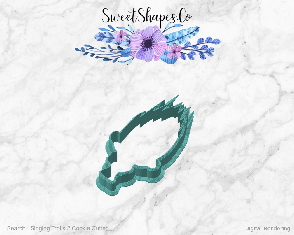 Singing Trolls 2 Cookie Cutter — angled front view