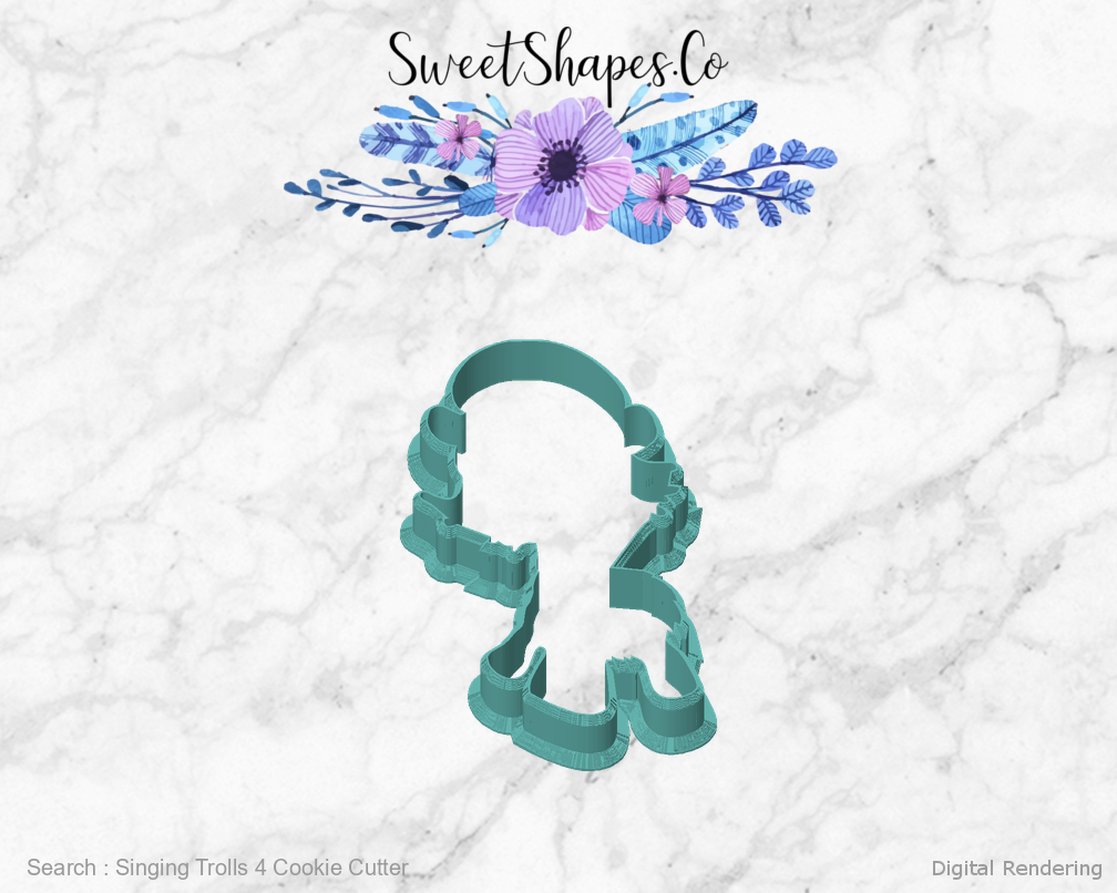 Singing Trolls 4 Cookie Cutter — front view
