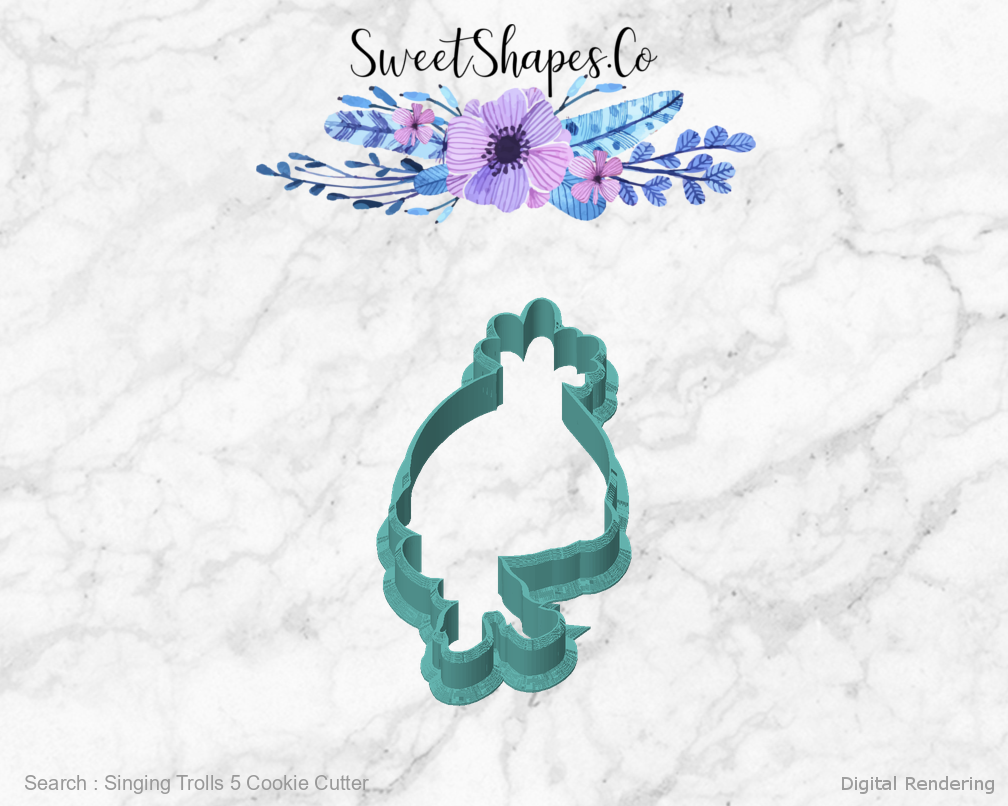 Singing Trolls 5 Cookie Cutter — front view