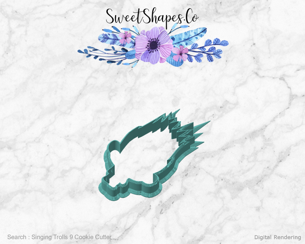 Singing Trolls 9 Cookie Cutter — angled front view