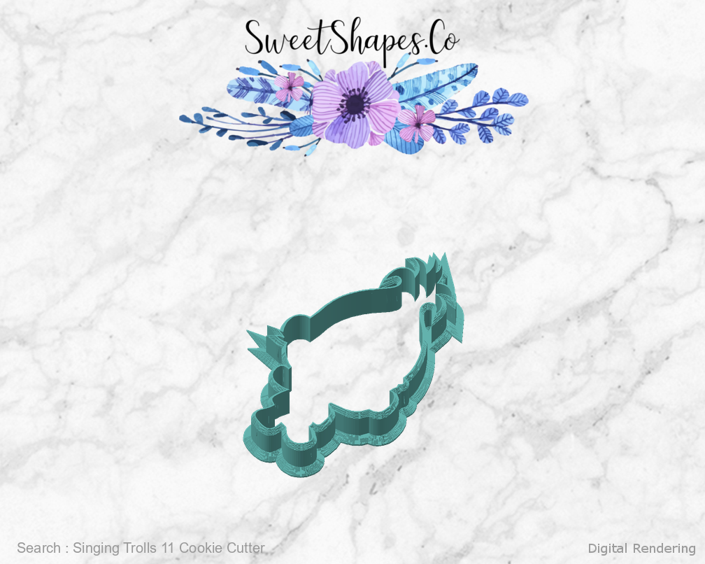 Singing Trolls 11 Cookie Cutter — angled front view