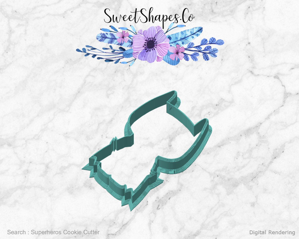 Superheros Cookie Cutter — angled front view