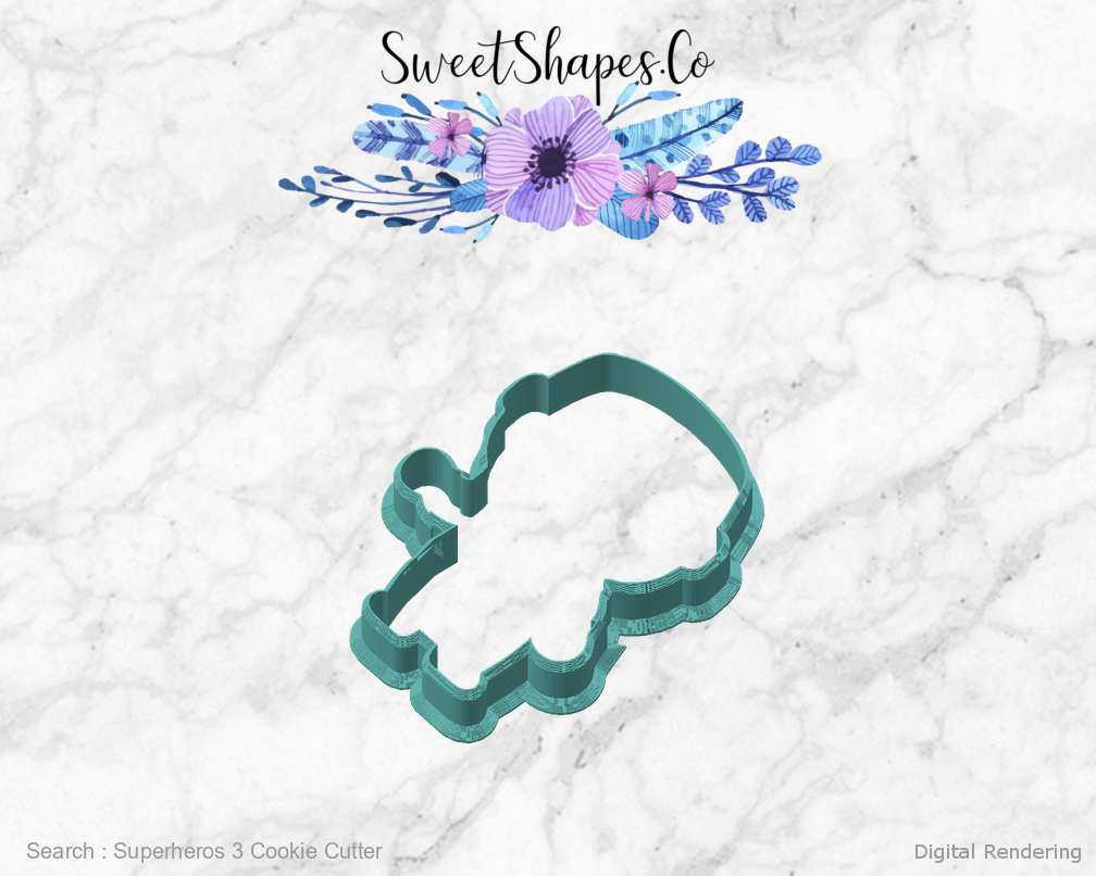 Superheros 3 Cookie Cutter — angled front view