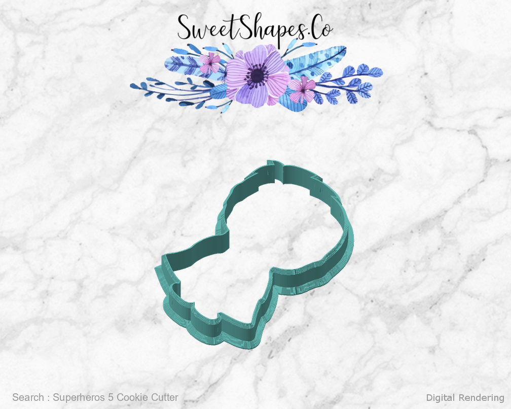 Superheros 5 Cookie Cutter — angled front view