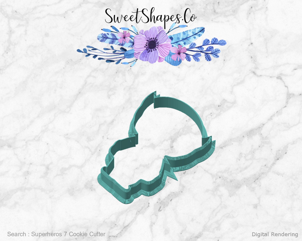 Superheros 7 Cookie Cutter — angled front view