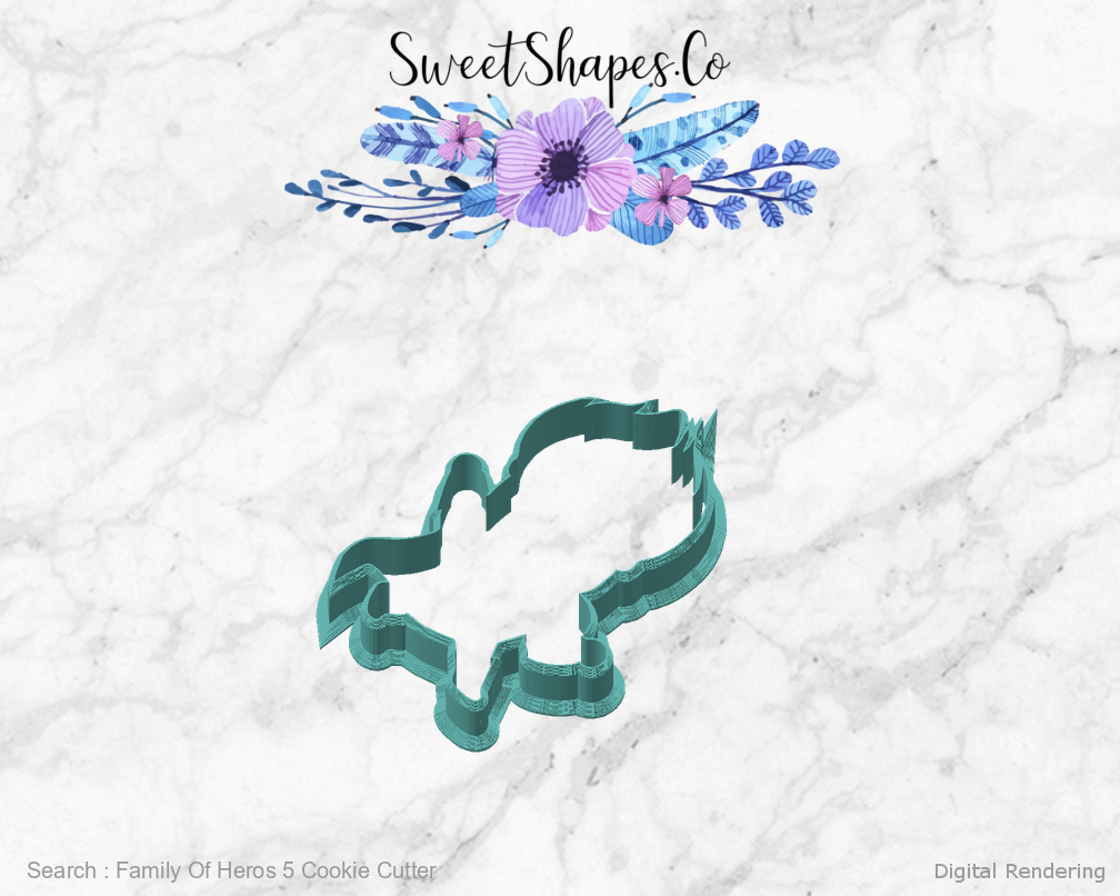 Family Of Heros 5 Cookie Cutter — angled front view