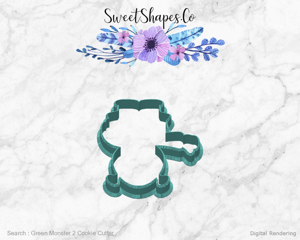 Green Monster 2 Cookie Cutter — back view