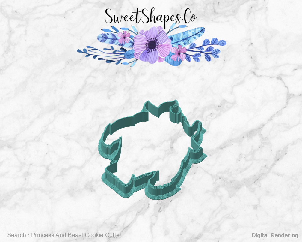 Princess And Beast Cookie Cutter — angled front view