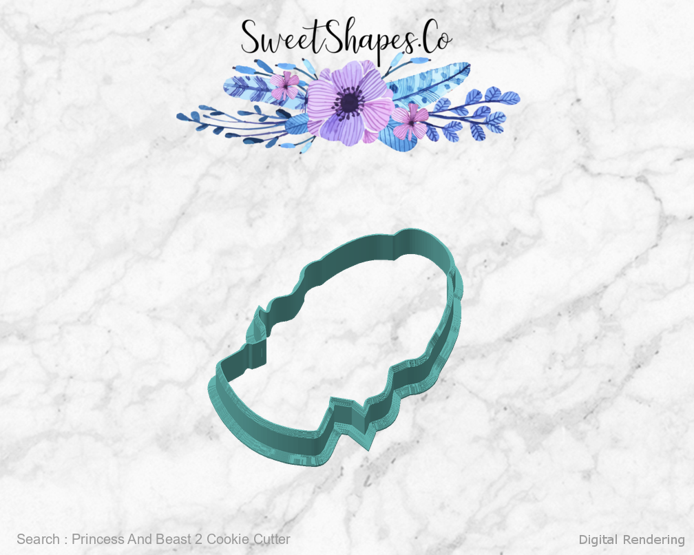 Princess And Beast 2 Cookie Cutter — angled front view
