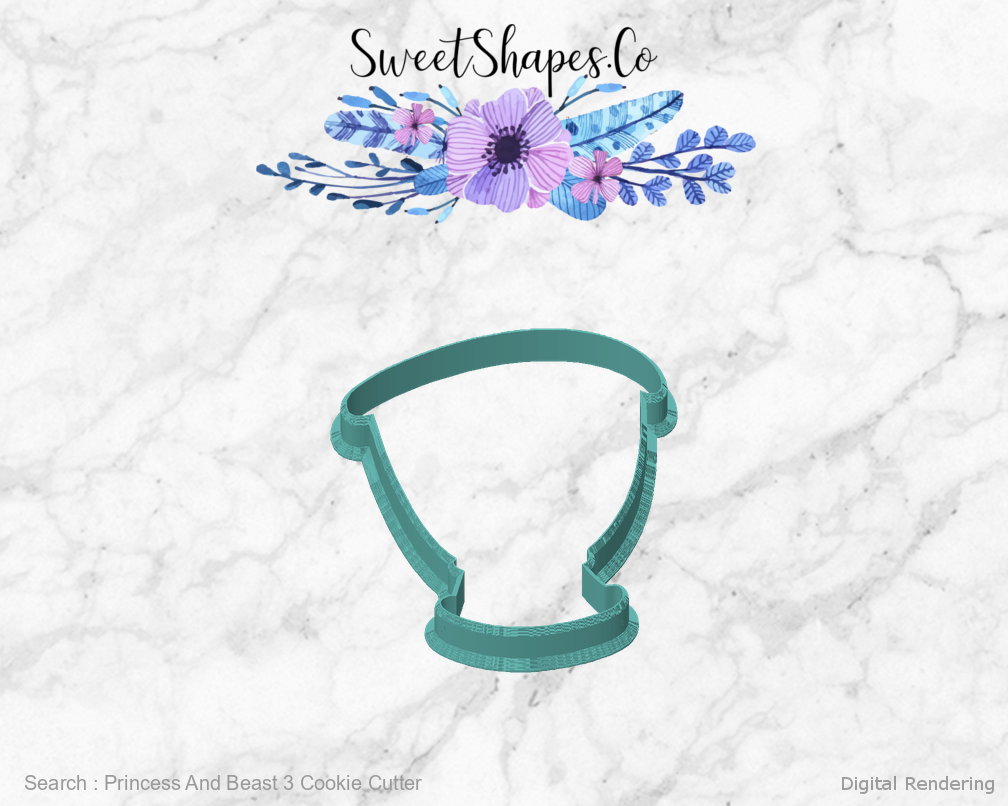 Princess And Beast 3 Cookie Cutter — front view