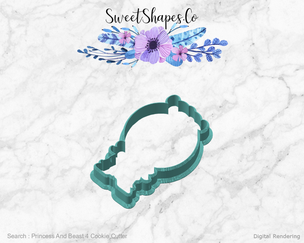Princess And Beast 4 Cookie Cutter — angled front view
