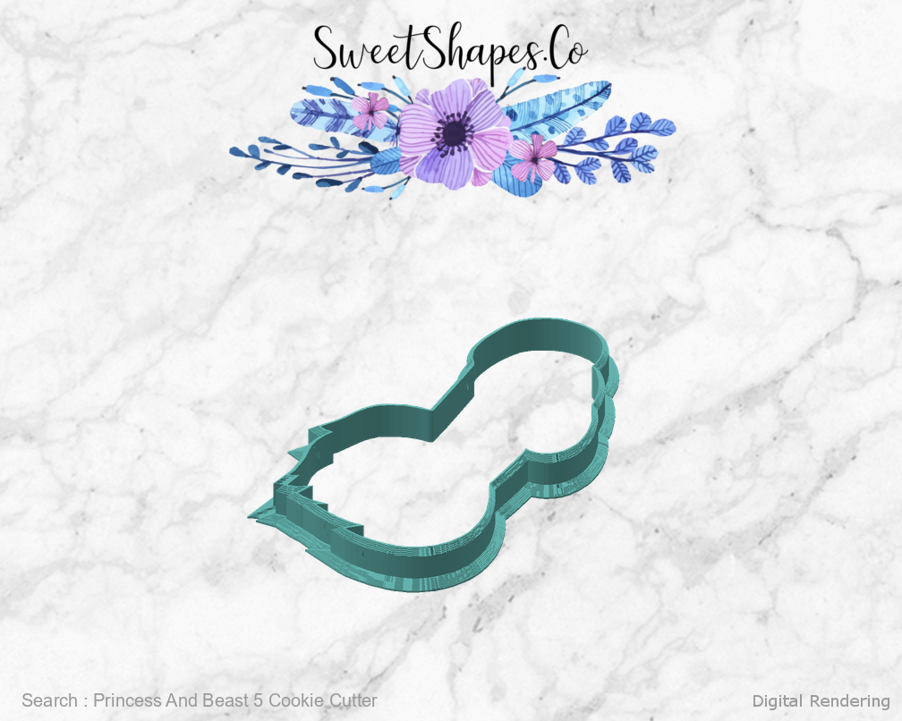 Princess And Beast 5 Cookie Cutter — angled front view