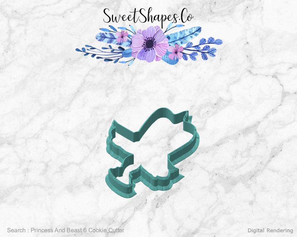 Princess And Beast 6 Cookie Cutter — angled front view
