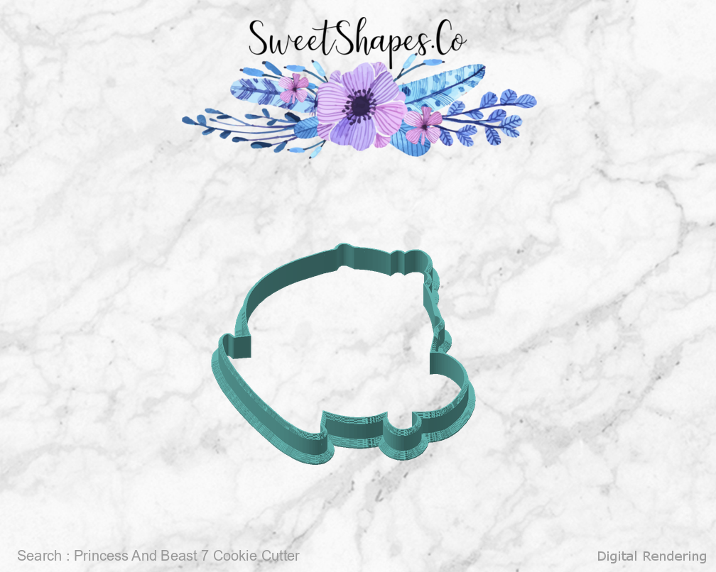 Princess And Beast 7 Cookie Cutter — angled front view