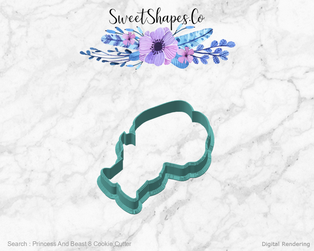 Princess And Beast 8 Cookie Cutter — angled front view