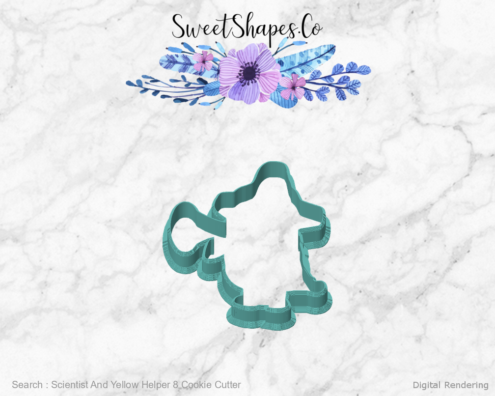 Scientist And Yellow Helper 8 Cookie Cutter — front view