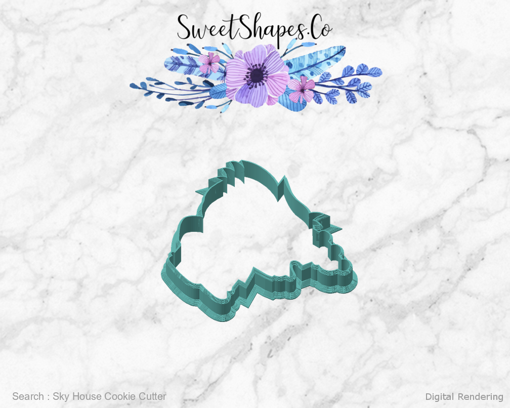 Sky House Cookie Cutter — angled front view