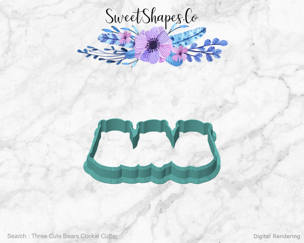 Three Cute Bears Cookie Cutter — front view