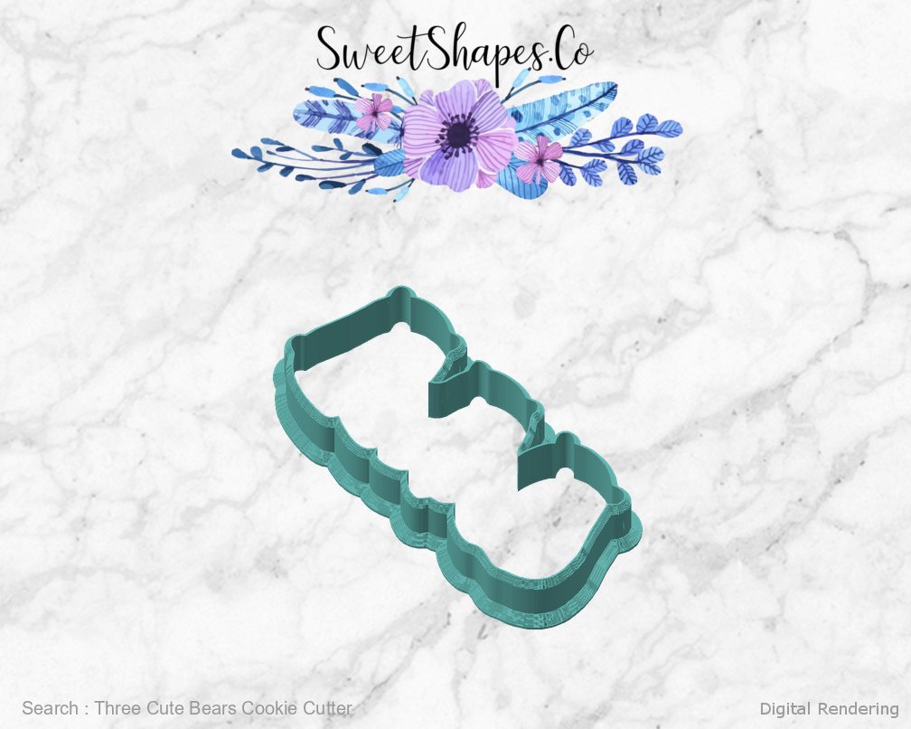 Three Cute Bears Cookie Cutter — angled front view