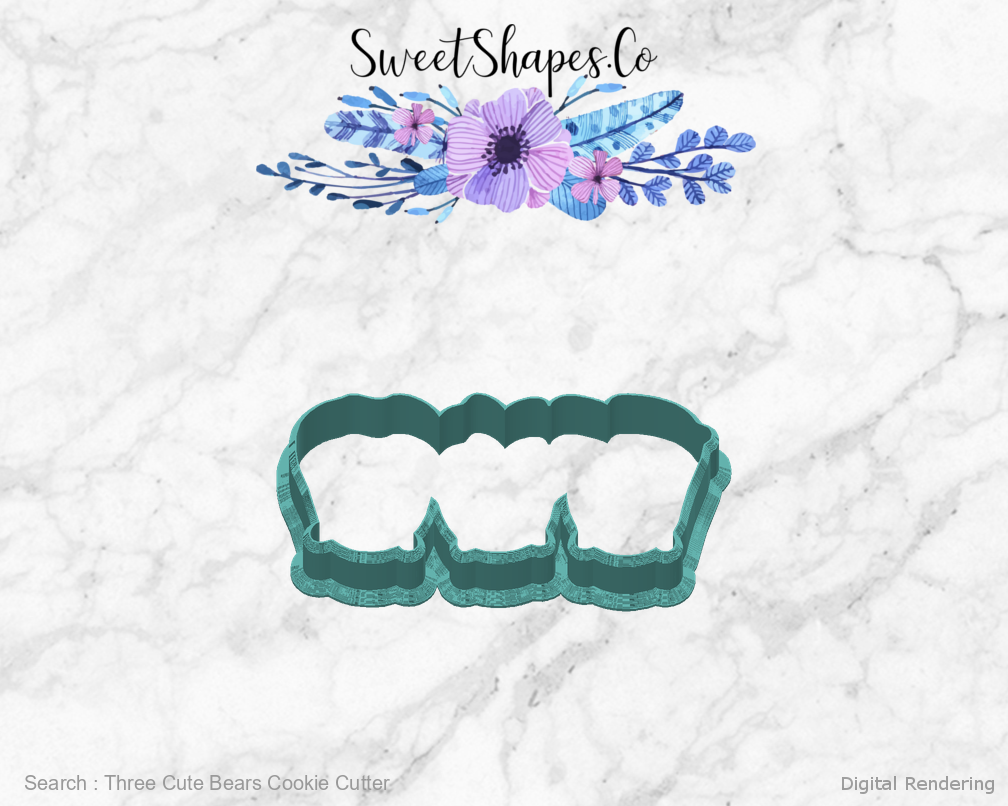 Three Cute Bears Cookie Cutter — back view