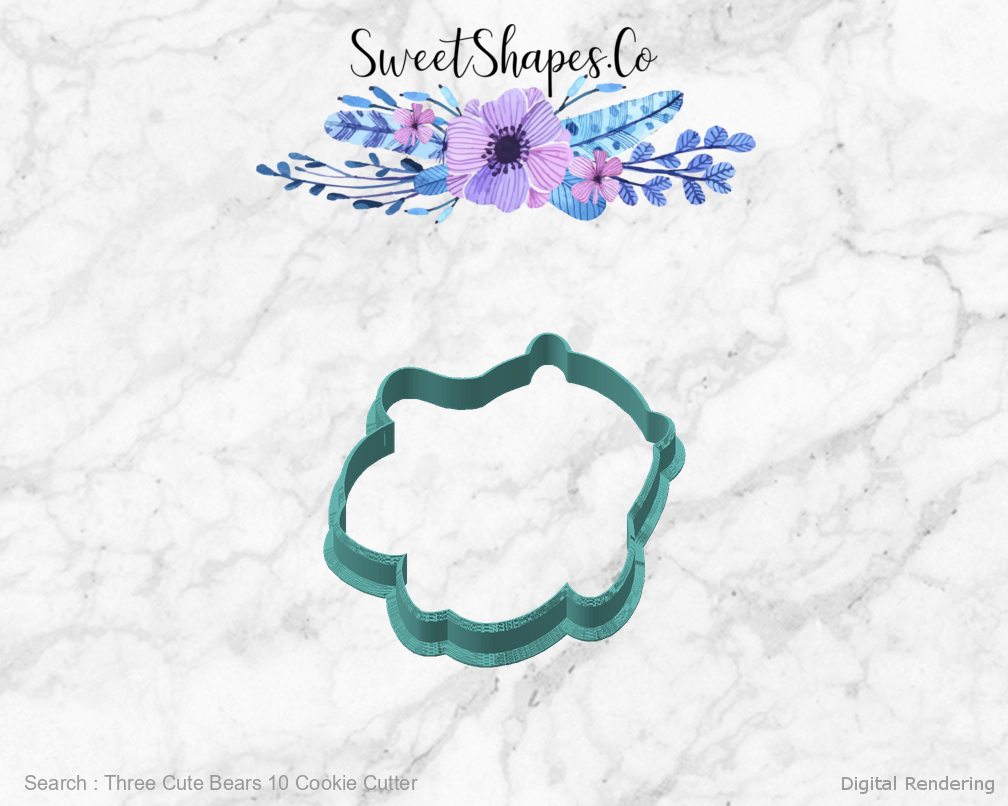 Three Cute Bears 10 Cookie Cutter — angled front view