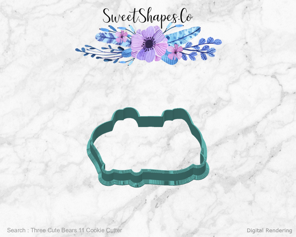 Three Cute Bears 11 Cookie Cutter — back view