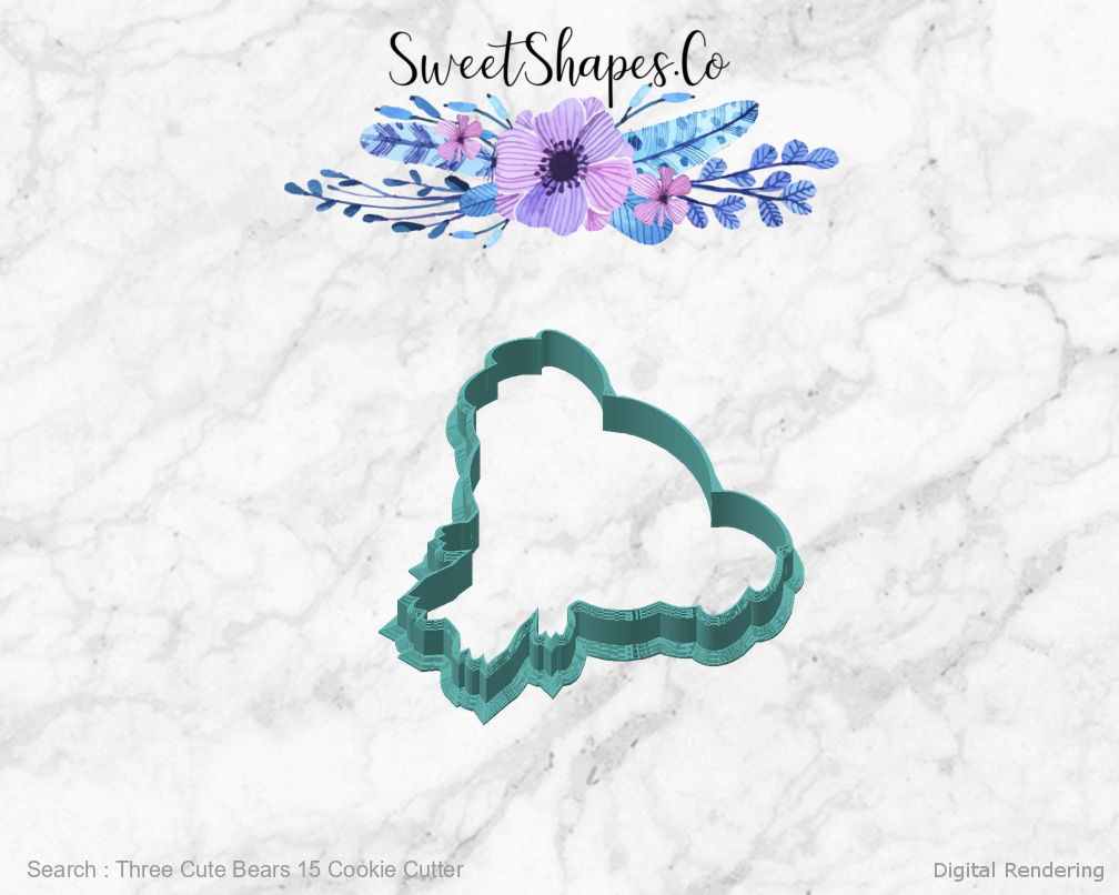 Three Cute Bears 15 Cookie Cutter — angled front view