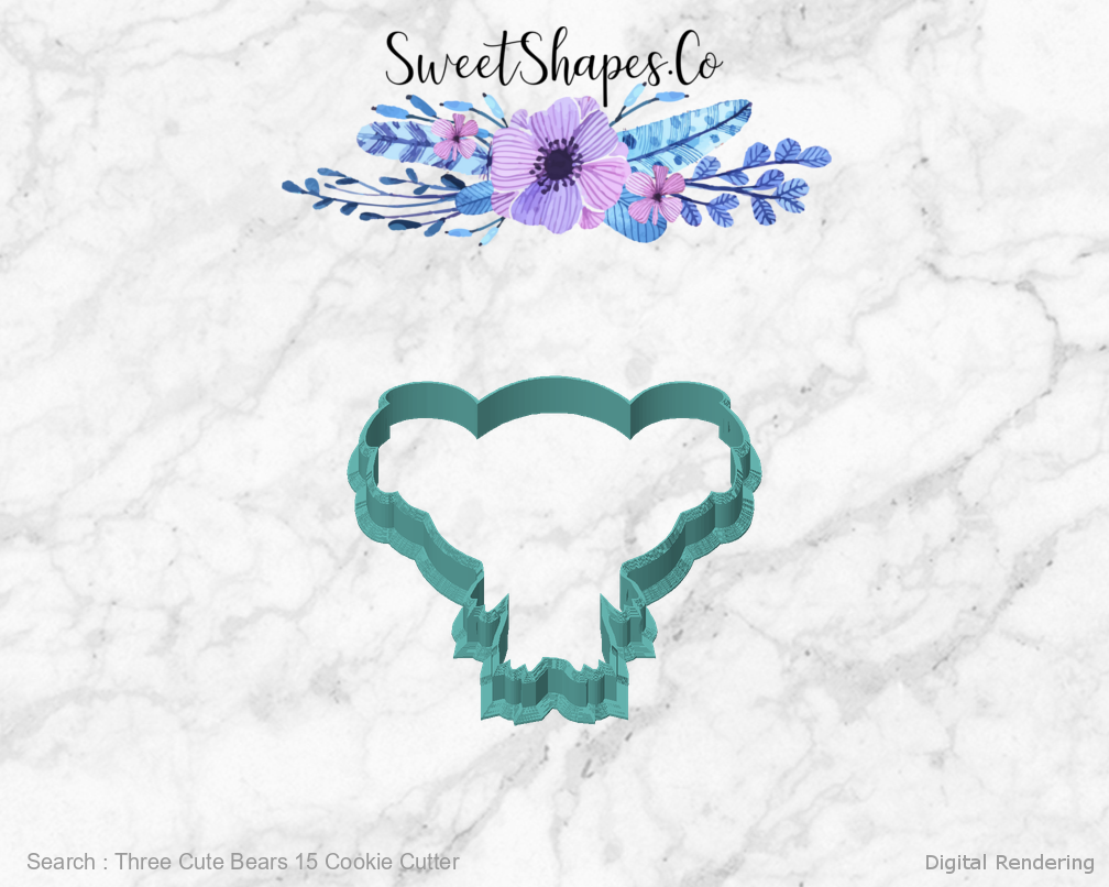Three Cute Bears 15 Cookie Cutter — front view