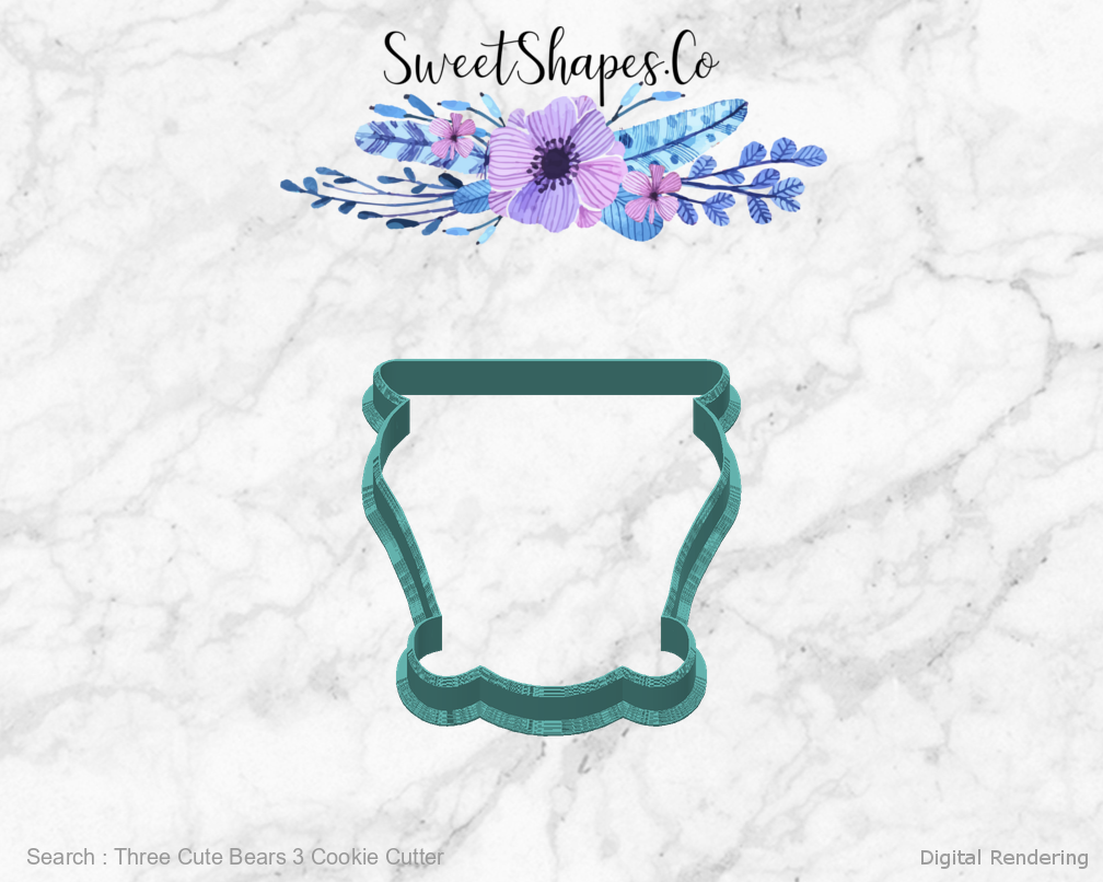 Three Cute Bears 3 Cookie Cutter — back view
