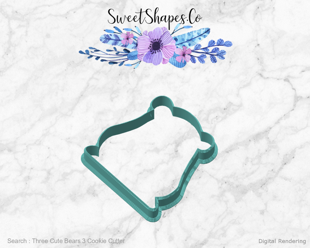 Three Cute Bears 3 Cookie Cutter — angled front view