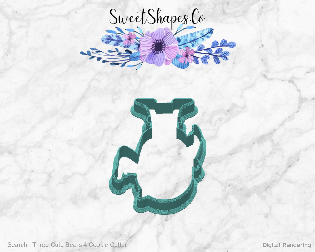 Three Cute Bears 4 Cookie Cutter — back view