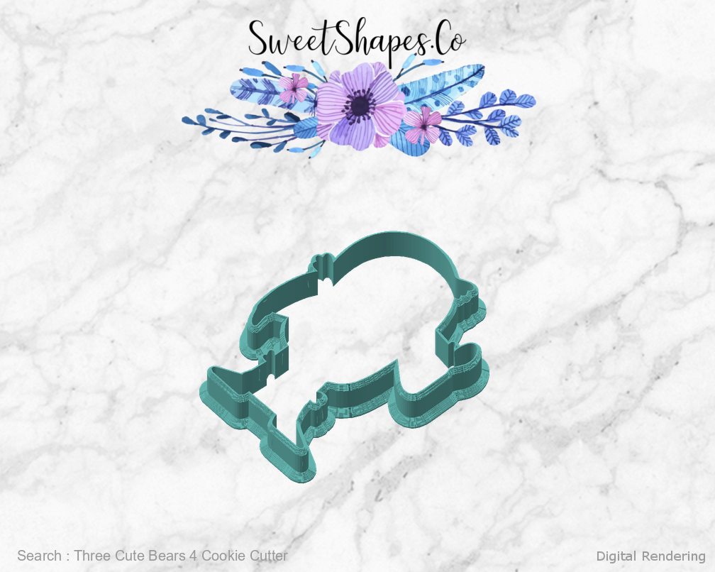 Three Cute Bears 4 Cookie Cutter — angled front view