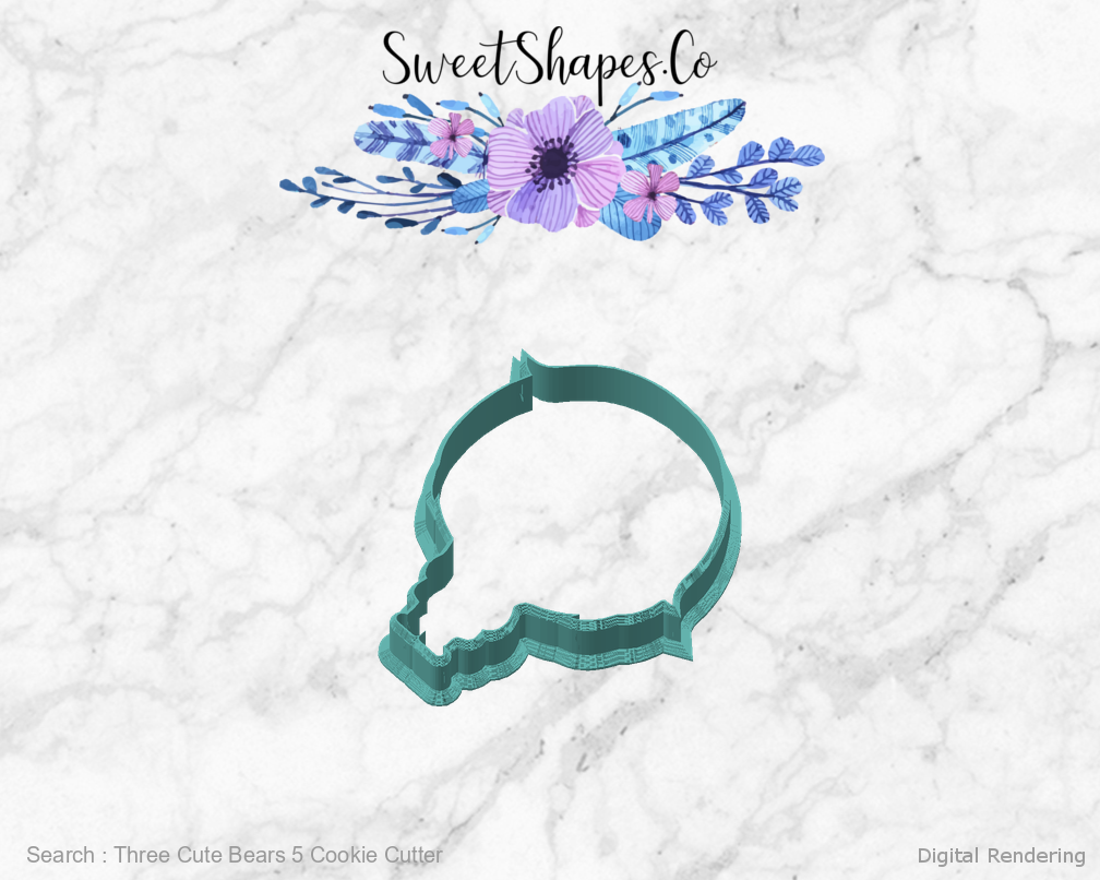 Three Cute Bears 5 Cookie Cutter — angled front view