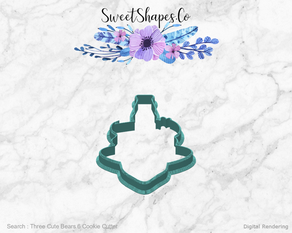Three Cute Bears 6 Cookie Cutter — back view